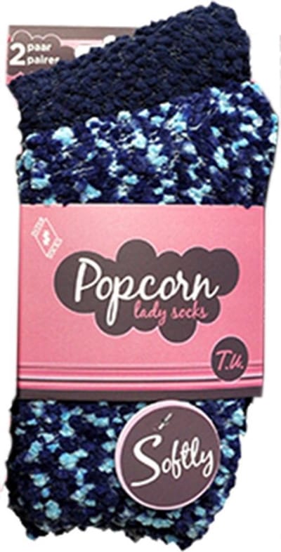 Dames zachte huissokken - TU - popcorn - blauw - 2paar  chaussettes socks