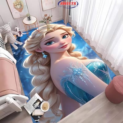 Frozen Elsa en Anna Prinses 3D HD Print Tapijt voor Woonkamer Kinderkamer Sofa Deurmat Vloerkleed Antislip Decor Mat 50x80cm (20x31in)