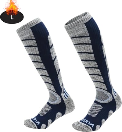 Livano Skisokken - Ski Sokken - Warme Sokken - Lange Huissokken - Thermo - Compressie - Blauw - L - 2 paar