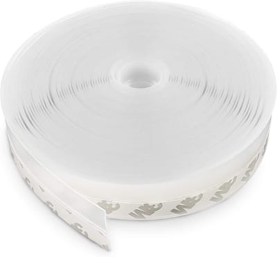 Zelfklevende deurafdichting- 10 m x 2-5 cm. Zelfklevende siliconen afdichtstrip voor deuren en ramen. Waterbestendig- insectenwerend- geluidsisolerend (transparant).