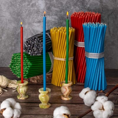 Candala stuks gekleurde bijenwaskaarsen collectie nr. 140: dunne kleurrijke staafkaarsen, rituele en huishoudelijke kaarsen, druppelkaarsen, tafelkaarsen van pure bijenwas voor sfeervolle rituelen, 15 cm.