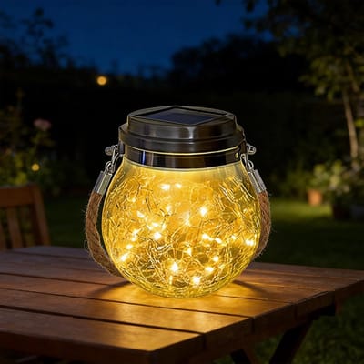 Sferische glazen lantaarns voor buitenverlichting, IP65 waterdicht, ideaal voor tuin, patio en balkon (warm licht)