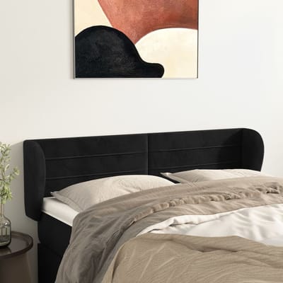 vidaXL - Hoofdbord - met - randen - 147x23x78/88 - cm - fluweel - zwart