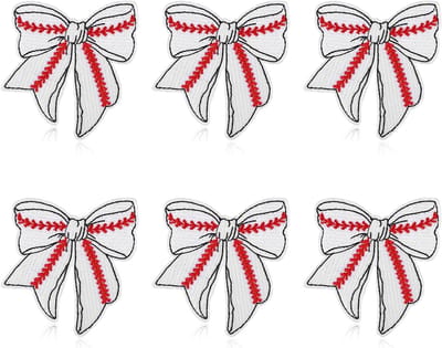 6 Stuks Strijkpatches met Honkbalstrik, Sportieve Decoratieve Geborduurde Patches voor Kleding, Tassen en T-Shirts voor Jongens en Meisjes