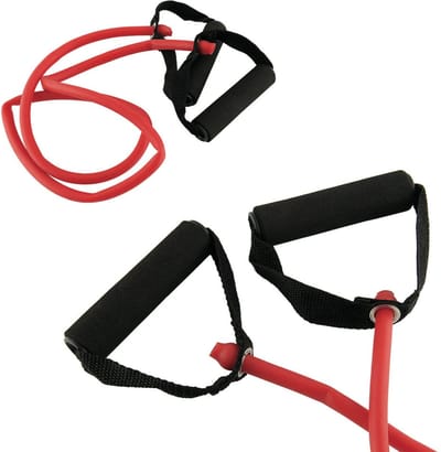 Toorx Fitness Weerstandsband met Handvat - Resistance Band - Fitness Elastiek - Thuis Sporten - Rood