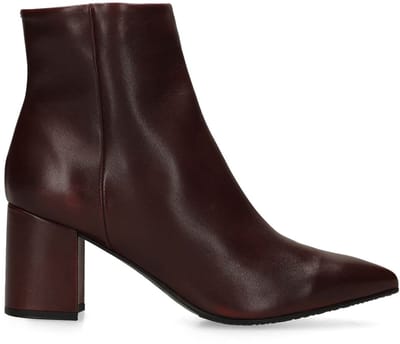 Manfield - Dames - Burgundy leren enkellaarsjes met hak - Maat 37