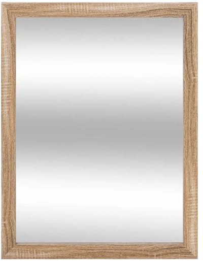 5five Spiegel/Wandspiegel - rechthoek - 34 x 44 cm - houtlook kunststof/glas - naturel - gang - toilet - badkamer