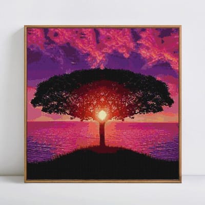 Diamant schilderij schilderachtige volledige ronde mozaïek boom 5D DIY diamant borduurwerk foto 30x30CM