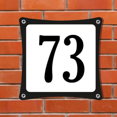 Decoporta Huisnummerbord Emaille-Look - Nummer 73 - Standaard - 10 x 10 cm | incl. schroeven
