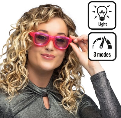 Boland - LED partybril Blink roze Roze - Volwassenen - Grappig en Fout - Festival - Carnaval - Foute Party