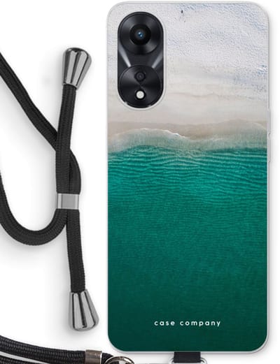 Case Company® - Hoesje met koord geschikt voor Oppo A78 5G hoesje met Koord - Stranded - Telefoonhoesje met Zwart Koord - Bescherming aan alle Kanten en Over de Schermrand