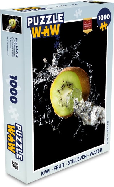 Puzzel Kiwi - Fruit - Stilleven - Water - Zwart - Legpuzzel - Puzzel 1000 stukjes volwassenen