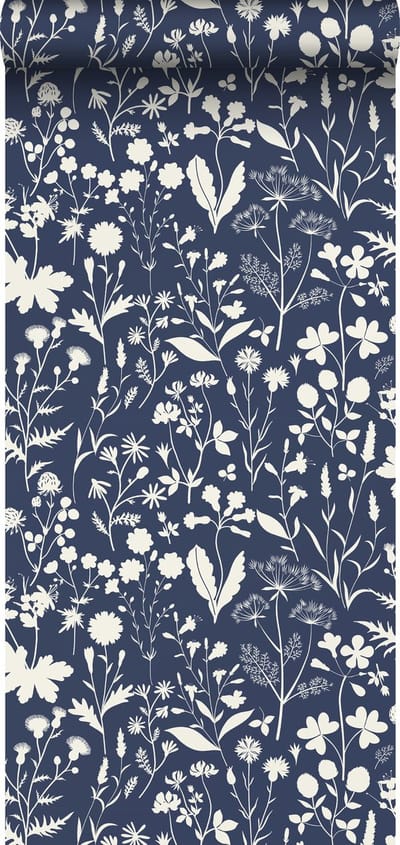 ESTAhome behang veldbloemen donkerblauw - 50 x 900 cm - 139441