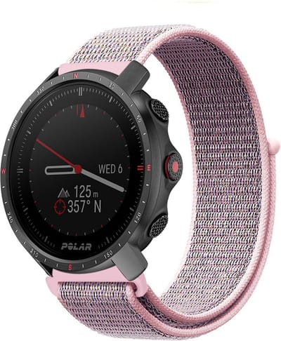 Strap-it Nylon smartwatch bandje - geschikt voor Polar Grit X / Grit X Pro / Vantage M / M2 / M3 / V3 - roze