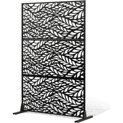 VEVOR Screen, 120x50,8x183 cm, Buitenschermen en panelen, Vrijstaande scheidingswand met standaard, Decoratieve kamerverdeler voor balkon, terras, binnen, Zwart