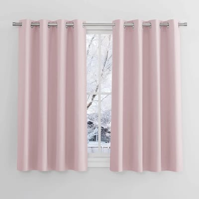 Verduisterende Kinderkamer Gordijnen Meisjes Lichtroze (2 Stuks) H137 x B117 cm met Inslagringen