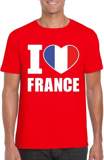 Rood I love France supporter shirt heren - Frankrijk t-shirt heren S