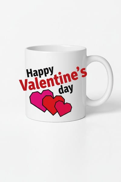 Valentijnsdag Mok met 'Happy Valentine's Day' Tekst & Harten | Uniek Cadeau
