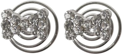 Haarsoires Haarspeld Curlies 1cm - Strik Strass Steentjes - Zilver - Set van 2 - Haarspiralen - Haarversiering voor Opsteekkapsels