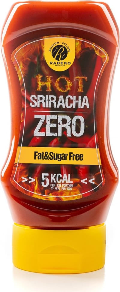 Rabeko Zero Sauce - Sriracha, 1 x 350ml - gezond en caloriearm voor salades, frietjes, burgers en meer - zonder suiker, weinig vet en koolhydraten, glutenvrij en lactosevrij