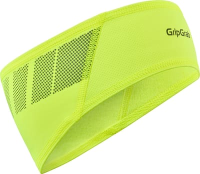 GripGrab - Lichte Fiets Hoofdband voor Onder de Fietshelm met Winddichte Voorzijde Wielersport Headband - Geel Hi-Vis - Unisex - Maat M