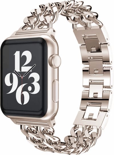 MY PROTECT - Luxe Metalen Ketting Bandje - Geschikt Voor Apple Watch Bandje - Series 1/2/3/4/5/6/7/8/9/10/SE/Ultra - 44mm - 45mm - 46mm - 49mm - Starlight