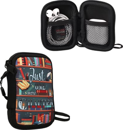 kwmobile hoesje voor draadloze oordopjes - Compatibel met in-ear Headphones - 6 x 9 cm - In bibliotheek design