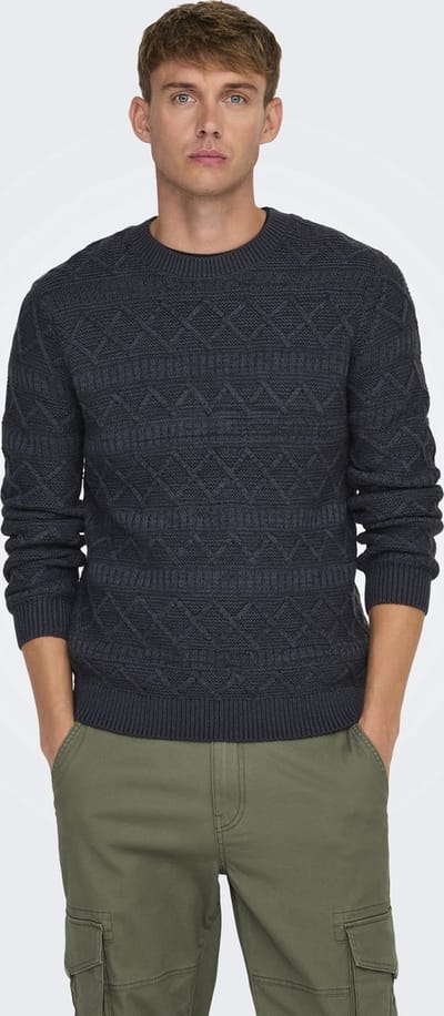Only & Sons Trui Onswade Reg 5 Struc Crew Neck Knit 22027159 Dark Navy Mannen Maat - L