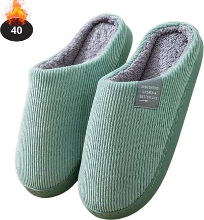 Nivard Warme Pantoffels - Sloffen - Slippers - Dames - Heren - Pluche - Maat 40 - Groen