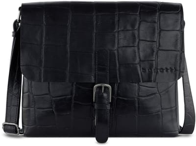 bugatti Leren Schoudertas Messenger Bag Black Zwart