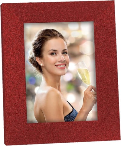 Houten fotolijstje rood met glitters 21 x 25 cm geschikt voor een foto van 15 x 20 cm