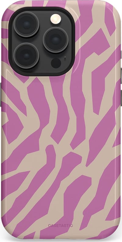 Casetastic hoesje geschikt voor Apple iPhone 15 Pro - MagSafe - Dubbellaagse bescherming - Zebra Roze Magenta Flow - Fashion Case - Lila Zand
