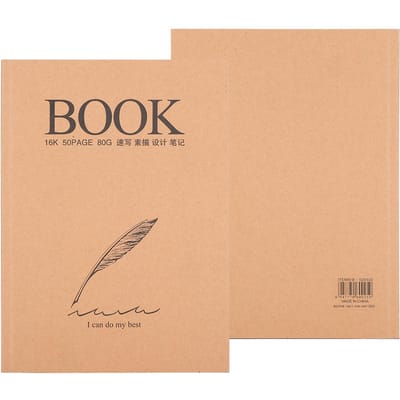 2 Pièces Carnet de Croquis Papier Kraft Bloc à Dessin Rétro Dessiné à la Main Épais Carnet à Spirale pour Dessin Artistique beige