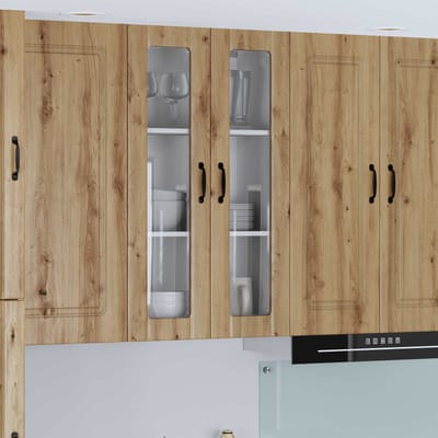 vidaXL - Wandglas - Kasten - LUCCA - Artisanaal - eiken - 60 - x - 31 - x - 100 - cm