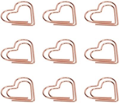 ZEYNOMAX- Paperclips 100 Stuks - Gouden Paperclips - Hartvorm - Stijlvolle Kantoorclips - Draagbare Kantooraccessoires - Uniek Ontwerp