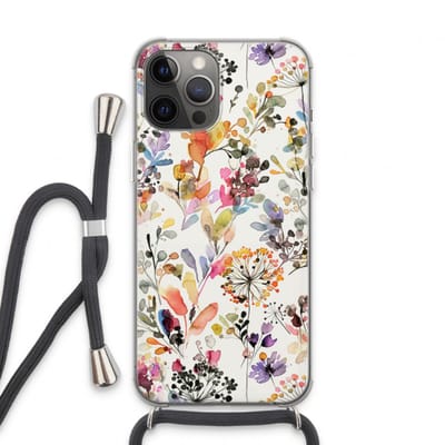 Case Company® - Hoesje met koord geschikt voor iPhone 13 Pro Max hoesje met Koord - Wilde grassen - Telefoonhoesje met Zwart Koord - Bescherming aan alle Kanten en Over de Schermrand