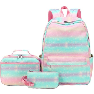 3-delige Set Kinder Schoolrugzak Leuke Student Rugzakken voor Tienermeisjes Waterdichte Schooltassen Met Lunchtas Etui