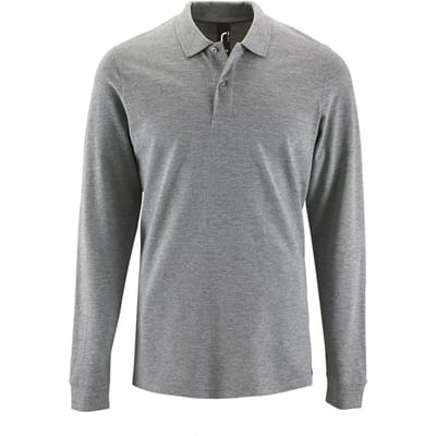 SOLS Herenpolo Perfect Melange Pique met lange mouwen (Grijze Melange)