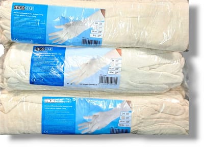 Hygostar - Katoenen handschoenen - 35 cm - maat XL- 12 paar - crème wit