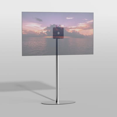 Cavus TV Vloerstatief ELLIPS 150 – geborsteld RVS - hoogte 150cm - VESA 200x200