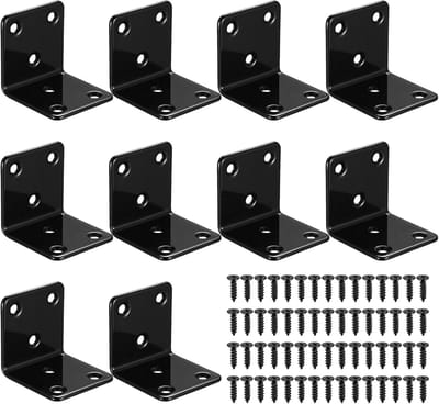 10x Zwarte Hoekijzers 40x40x40mm voor Houtverbindingen en Meubels - 90 Graden Winkelverbinder