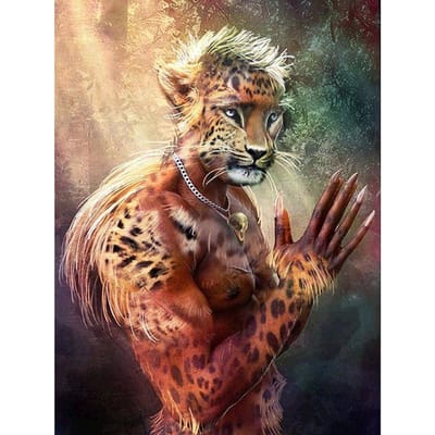 5D DIY diamant schilderij  Tiger Man  3D borduurwerk kruissteek strass mozaïek schilderij decor 20X30CM beige