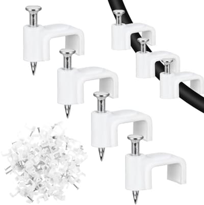 100 stuks platte kabelklemmen met nagels - Kabelmanagement voor vlakke kabels