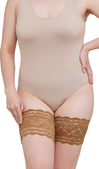 Giulia - Positive Anti Chaffing Bands 20den - enkel grote maten - Dijenbanden - Beige - 3XL