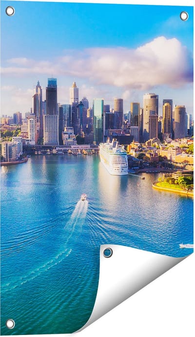 Gards Tuinposter Sydney Stad bij de Haven - 40x60 cm - Tuindoek - Tuindecoratie - Wanddecoratie buiten - Tuinschilderij