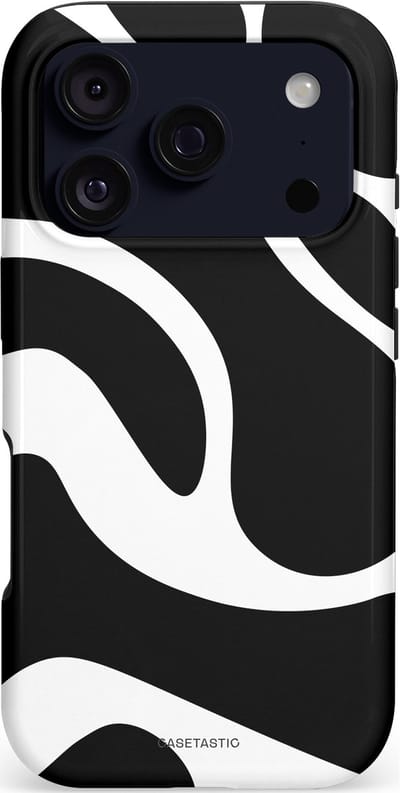 Casetastic hoesje geschikt voor Apple iPhone 17 Pro - MagSafe - Dubbellaagse bescherming - Zwart Wit Golven - Fashion Case - Zwart Wit