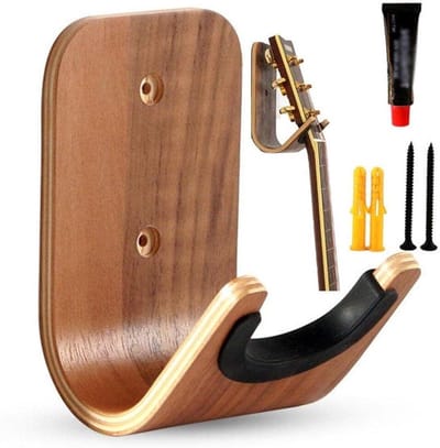 Houten Gitaar Hanger - Muurbeugel Instrument - Instrument Ophangen - Gebogen Hout Ontwerp - 15 x 9 cm - Natuurlijk Hout