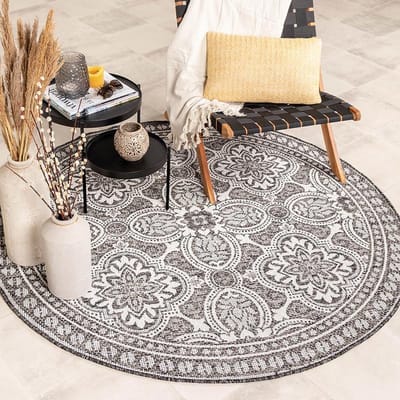 FRAAI Rond buitenkleed - Summer Oriental Grijs - Ø 200cm