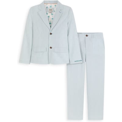 Scotch & Soda 2pc Big Boys Yd Seersucker Jacket & Pant Suit Set Bleached A Taglia: M | Giacche Outlet | kids