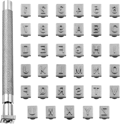 Klei letterstempel, leren stempelset, leren stempelgereedschap, 1/4 inch letterstempelgereedschap, professioneel metalen leerponsgereedschap, leer graveergereedschap voor heuptas, hoed, schoen, hobbymarker